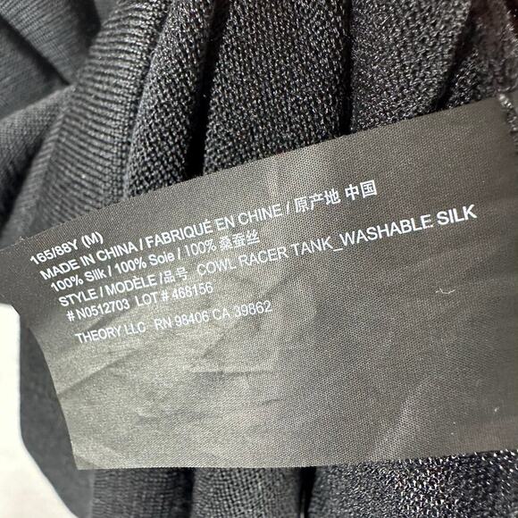 Theory Cowl Racerback Washable Silk Tank Top Black Size Medium Minimalist - Picture 5 of 11